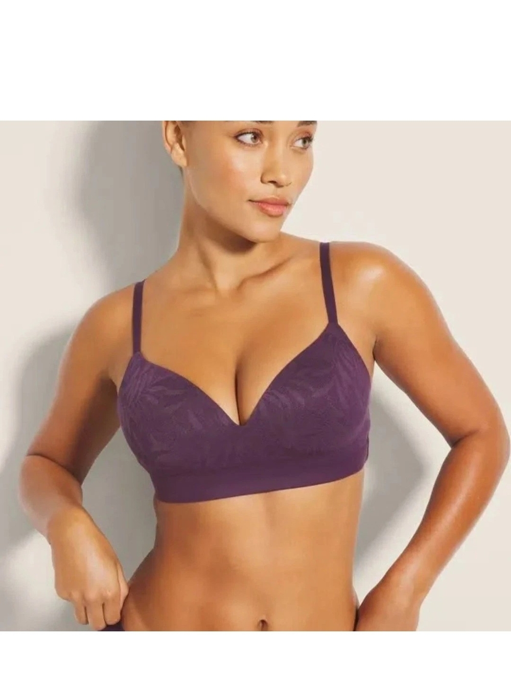 NWT Soma Enbliss Wireless Bra With Lace Sz 36B Blackberry Wine Cloud Soft $58 US